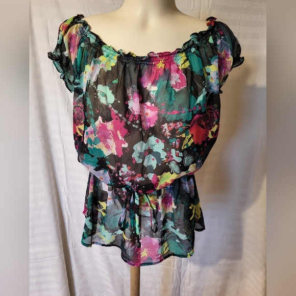 Dynamite Floral Chiffon Women's Top, Size Medium - Picture 1 of 2